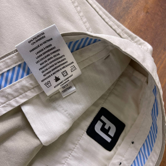 FootJoy FJ Men's Classic Fit Straight Stretch Khaki Tan Golf Pants Size 34x30 - Picture 6 of 8